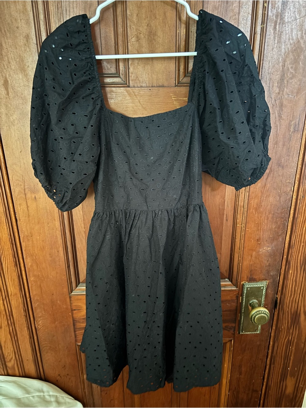 a new day Black Eyelet Puff Sleeve Midi Dress